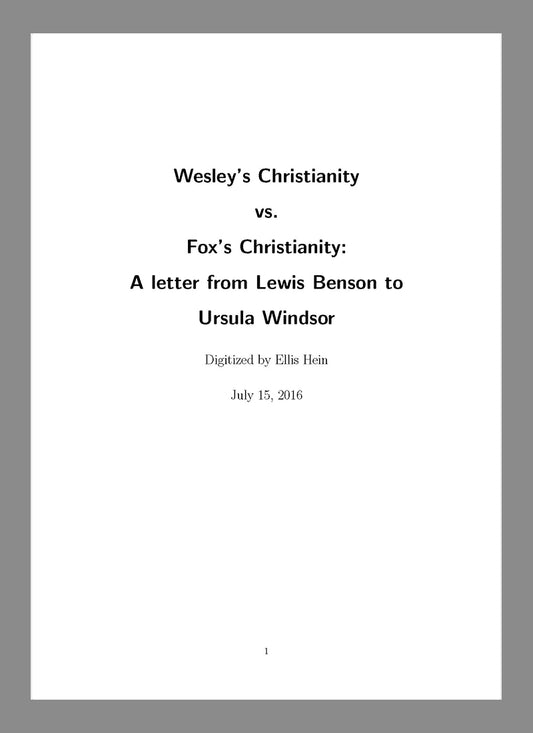 Wesley's Christianity vs. Fox's Christianity
